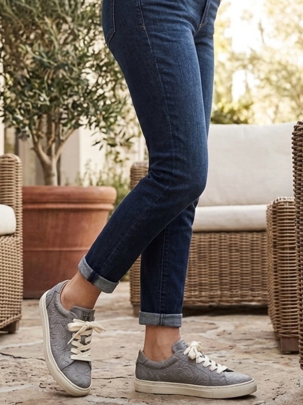 Frye Gray Floral Women's Sneakers